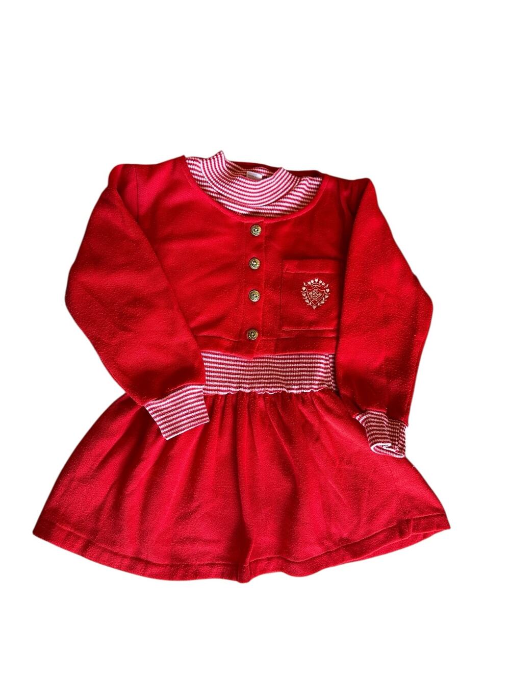 Vintage 90s Kids Red Knit Dress Set – Size 5
